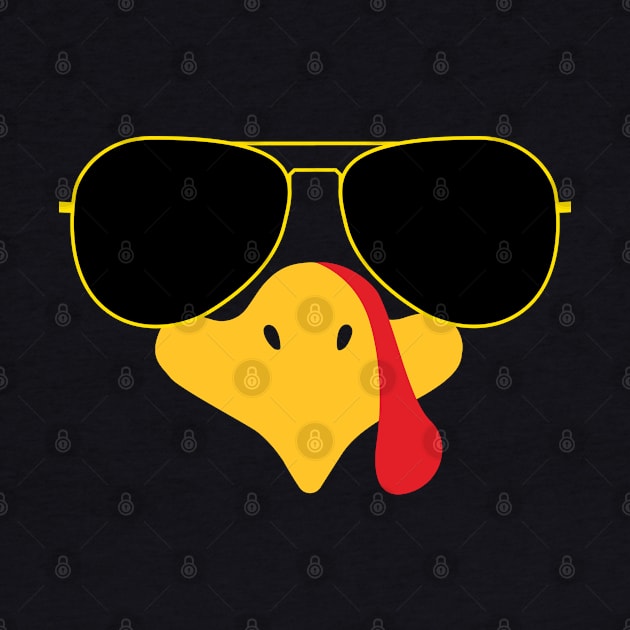 Cool Turkey Face With Sunglasses Funny Thanksgiving for Men by Just Me Store